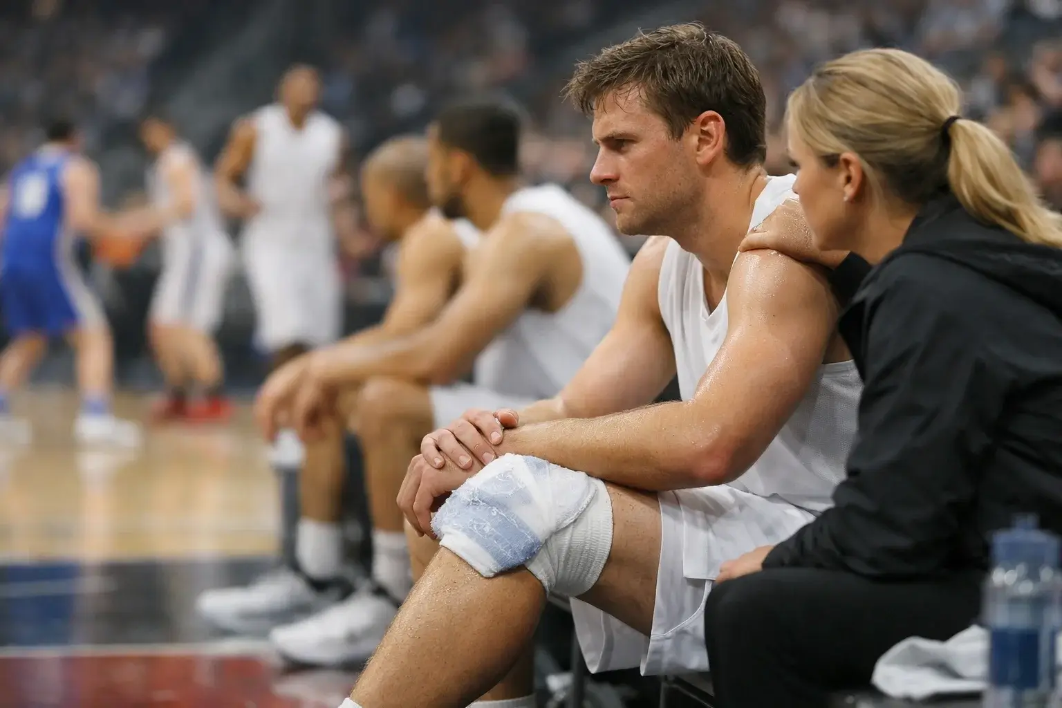 NBA injury report met geblesseerde speler op de bank