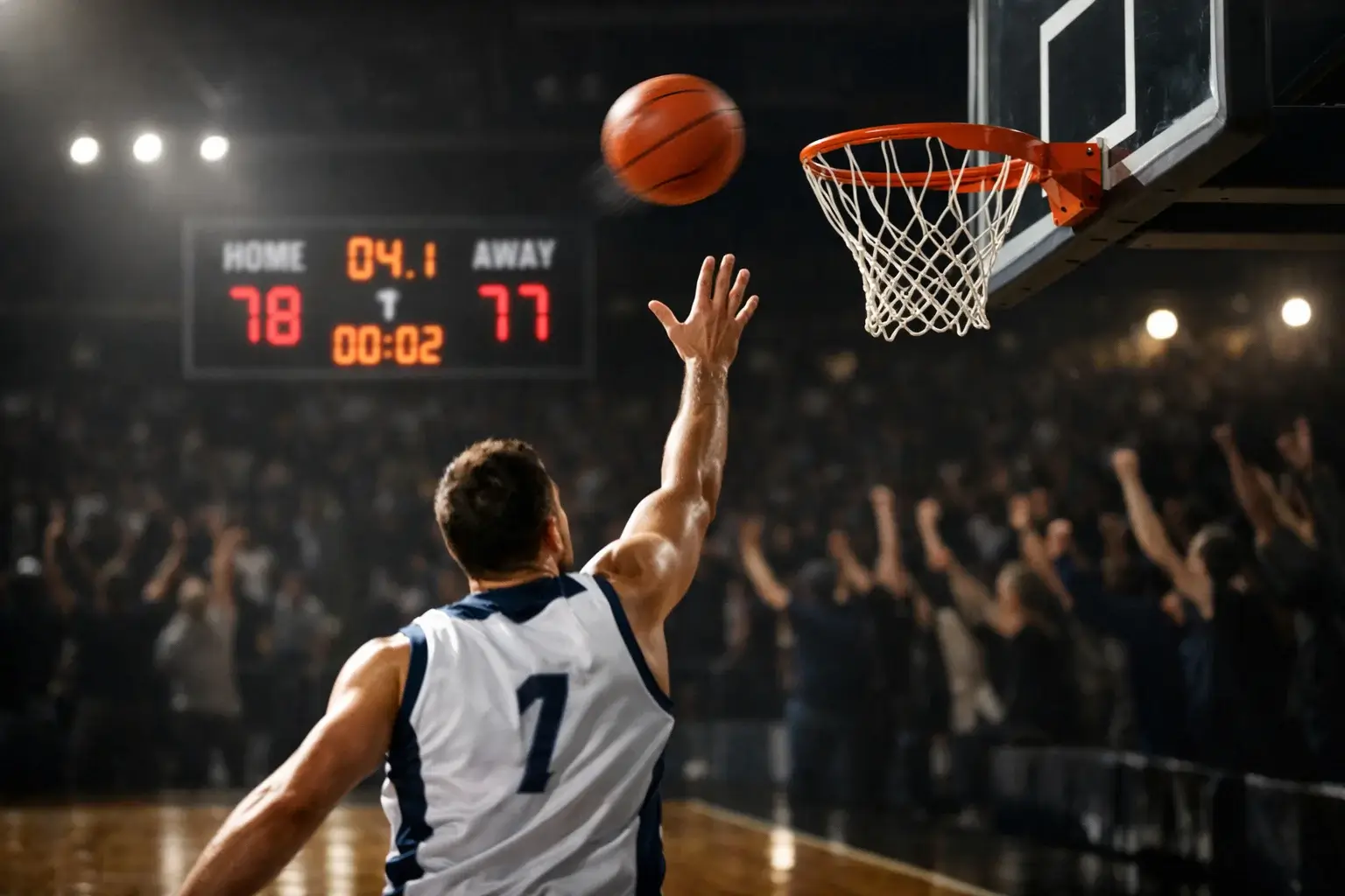 Basketbal moneyline weddenschap met scorebord en winnend team