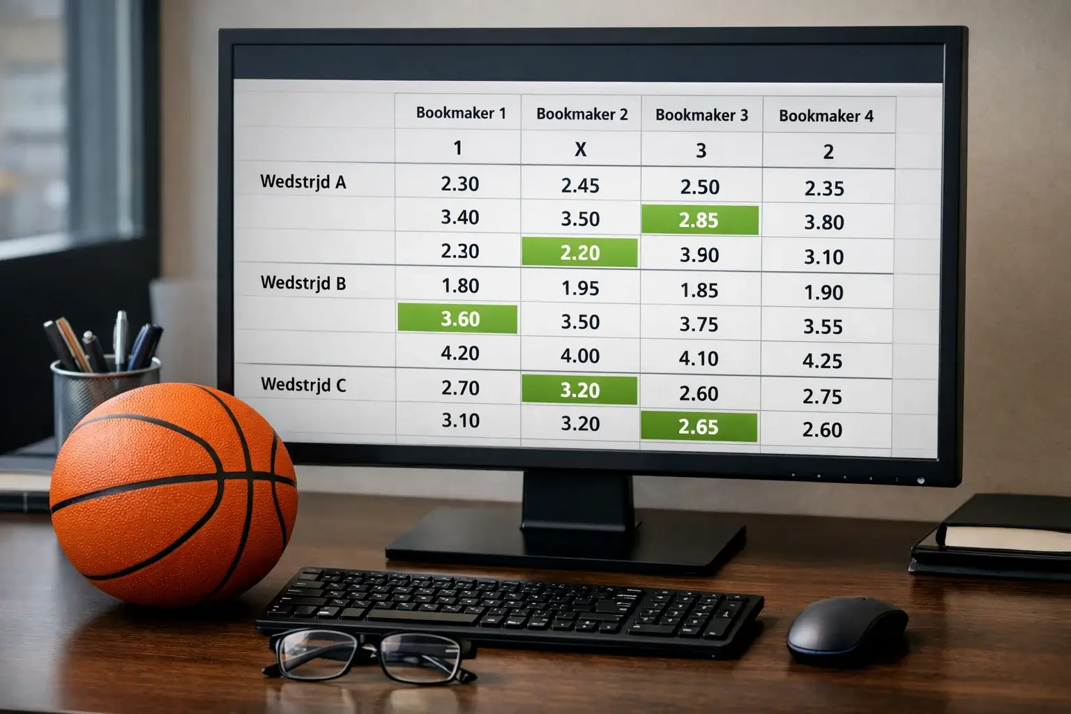 Value betting analyse met odds vergelijking op scherm